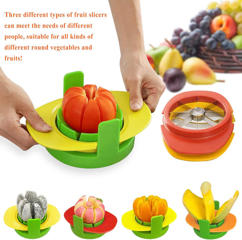 Fruit Cutter Slicer, 4 in 1 Apple Slicer with Vegetable Peeler & Cleaning Brush Mango Cutter Corer Remover Tomato Wedges Stainless Steel Heavy Dut...