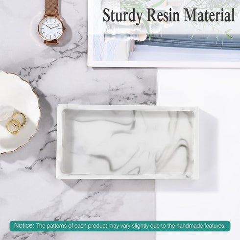 Bathroom Vanity Tray, Small 8" Rectangular Resin Kitchen Soap Tray Dresser Tray Jewelry Dish Tray Bathroom Countertop Organizer Tray for Cosmetic ...