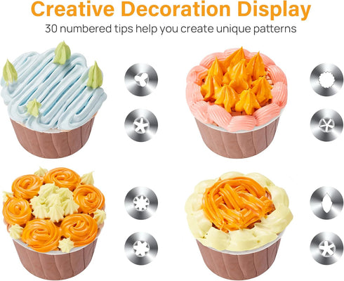 Kootek 42pcs Piping Bags and Tips Set, Cake Decorating Supplies Kits for Baking with 30 Numbered Frosting Icing Tips, 2 Reusable Pastry Bags, Easy...