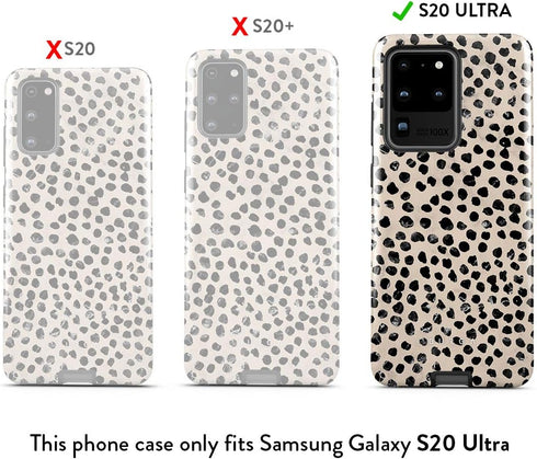 BURGA Phone Case Compatible with Samsung Galaxy S20 Ultra - Hybrid 2-Layer Hard Shell + Silicone Protective Case -Black Polka Dots Pattern Nude Al...