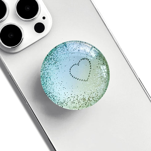 Clear Crystal Glitter Expandible Collapsible Moblile Phone Grip Stand Holder for Smartphones and Tablets Cell Phone Accessory (Heart Green)...