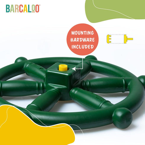 Barcaloo Playground Kids Steering Wheel Toy - Outdoor Playhouse Toys Plastic Pirate Ship Wheel for Jungle Gym or Swing Set Accessories...