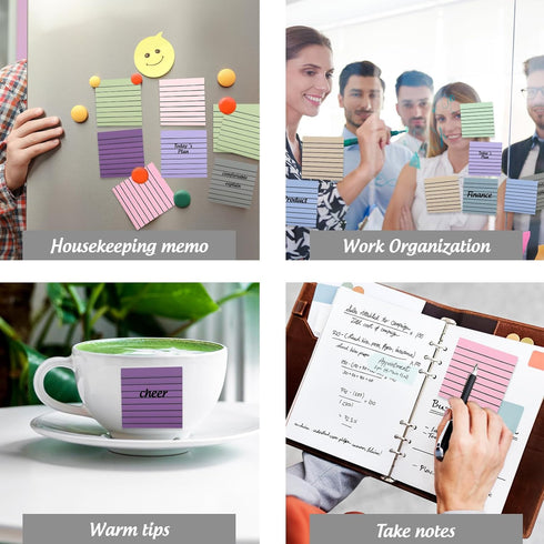 500 Sheets Neutral Color Lined Translucent Sticky Notes 10 Colors Clear Memo Pads with Lines Colorful Post Reminder Notes for Annotating Books Off...