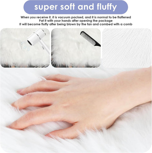 Sibba Fur Faux Locker Fabric Rug Polyester Yard Pre Cut Artificial Craft Costume Double Side Square Crafting Strips Liners Set Plush Precut Fluffy...