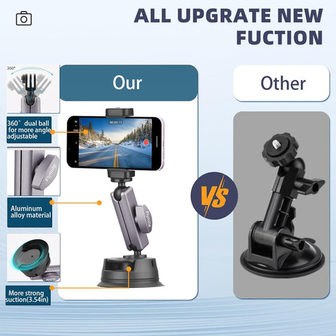 Powerful Suction Cup Car Mount for Insta360 X4 X3 X2,Windshield Window Dashboard Quick-release Holder for Pocket 3 GoPro 12 11 10 9 8 Action 4 3 i...