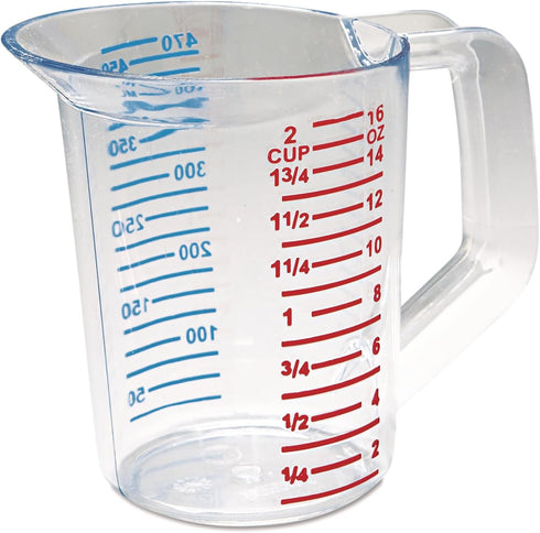 Rubbermaid Commercial Products Bouncer Clear Measuring Cup 2-Cup/0.5-Quart Clear Strong Food Grade Easy Read for Liquid/Dry Ingredients for Home/P...