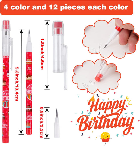 Kolewo4ever Happy Birthday Pencils Translucent Pencil Multicolor Non- Sharpening Stackable Pencils Pop Up Plastic Pencils Cake,Balloon Printed Bir...