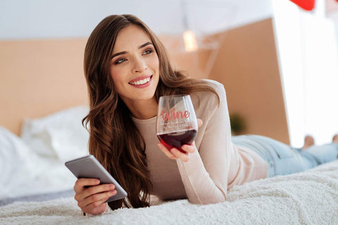 AW Fashions Wine Because Punching People In The Face Is Illegal 15oz Crystal Wine Glass - Unique Novelty Idea for Him, Her, Mom, Wife, Coworker, B...
