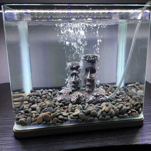 Smoothedo-Pets Aquarium Bubbler Decorations Fish Tank Decorations Aquarium Air Stone Decor Easter Island Moai Statues (Grey-Moai-Air-Stone)...