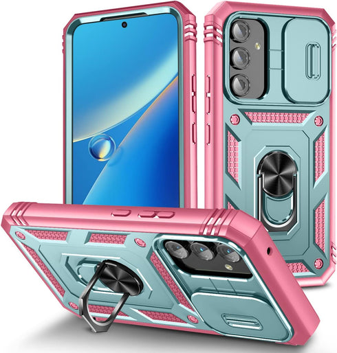 Case for Galaxy A54 5G, Slide Lens Protective Case Shockproof Impact Resistant with Kickstand Cover Case for Samsung Galaxy A54 5G (Pink Green)...