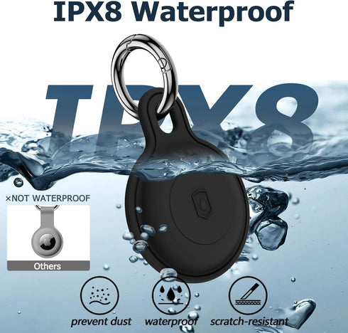 4 Pack Airtag Holder, IPX8 Waterproof Silicone Airtag Keychain for Apple Airtag, Protective Anti-Scratch Airtag Case for Dog Collar Cat Collar, Wa...
