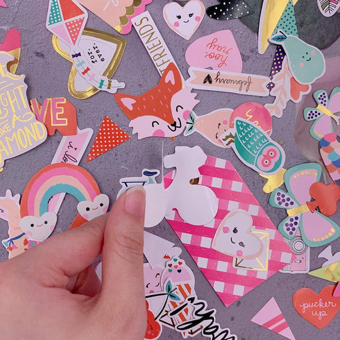 120pcs Scrapbook Stickers Cardstock Stickers Love Stickers Decorative Masking Stickers for Personalize Laptop Scrapbook Daily Planner and Crafts...