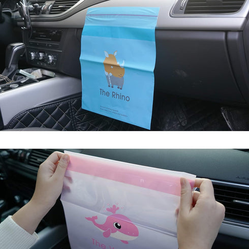 45PCS Easy Stick-on Car Trash Bag,with Upgraded Adhesive Tape,Tightly Self-Adhesive Disposable trash Bags,Durable Portable Lovely Garbage Bags for...