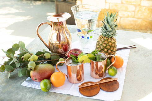 Copper Mules PURE Copper Mug RAW Copper Interior Ideal for Ayurvedic Health Benefits and Moscow Mules - Straight Smooth Finish - Authentic and Str...