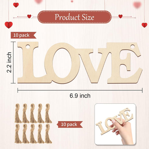 Wooden Love Letter Ornaments to Paint 7 Inch, Large Size Mothers Day Valentine's Day Wooden DIY Blank Unfinished Round Wood Discs Father's Day Orn...