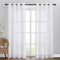 NICETOWN Sheer Curtains for Living Room - Grommet Top Faux Linen Semitransparent Curtains 84 inches Long for Patio Sliding Glass Door (White, 1 Pa...