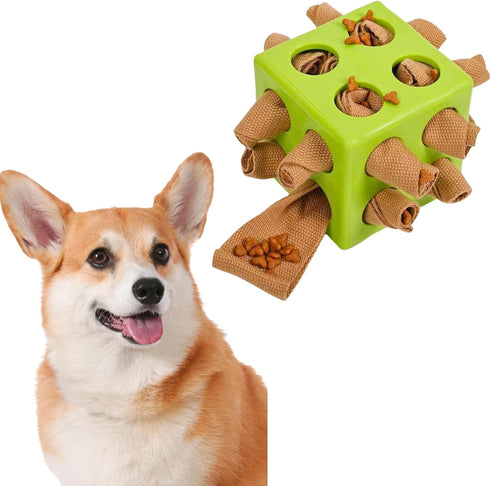 Fossa Dog Enrichment Puzzle Toy, Interactive Snuffle Ball for Dogs Encourage Stimulation Food Foraging Skill, Resistant Rope to Hide Treat for Agg...
