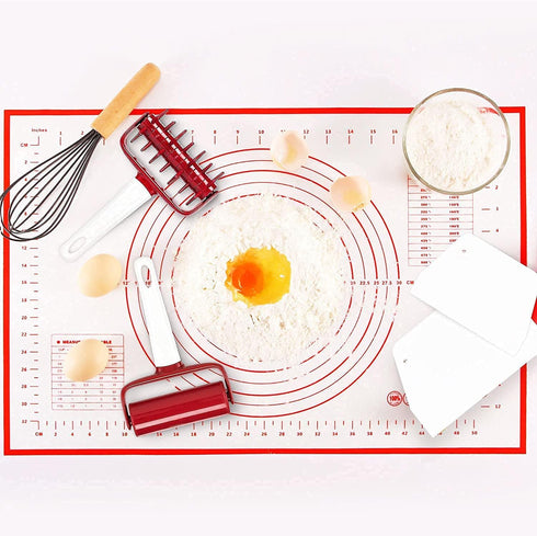 5 pcs Pizza Tools Set incl Dough Roller and Docker and Silicone Pastry Dough Mat and Dough Scraper Cutter Time-Saver Dough Tools Set (5 pcs)...