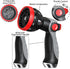 Garden Hose Nozzle - 10 Adjustable Patterns Metal High Pressure Hose Nozzle, Garden Hose Spray Nozzle with Thumb Control Design, Hose Sprayer for ...