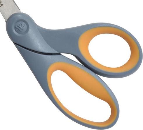 Westcott 8" Bent Craft Scissors with Titanium-Bonded Blades for Heavy-Duty Use (Yellow/Gray)...