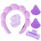 YISSION Purple Spa Headband & Wristband Set Puffy Skincare Headband & Wrist Bands for Washing Face Makeup Powder Puff Large Hair Claw Clips Sponge...