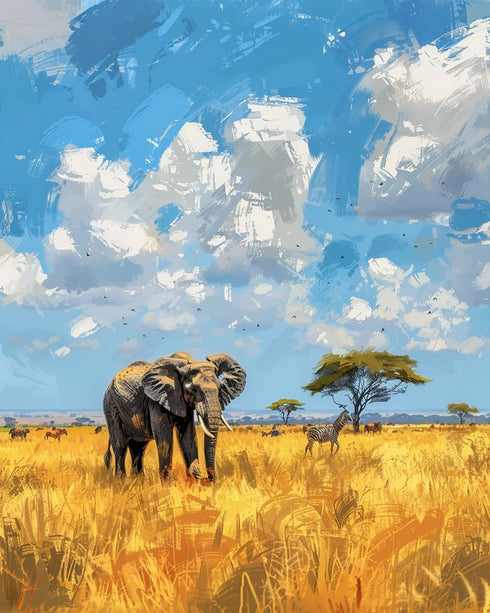 shinefly Paint by Numbers for Adults Beginners Home Acrylic Paint by Numbers Kits for Kids on Canvas 16x20 inch, African Elephant...