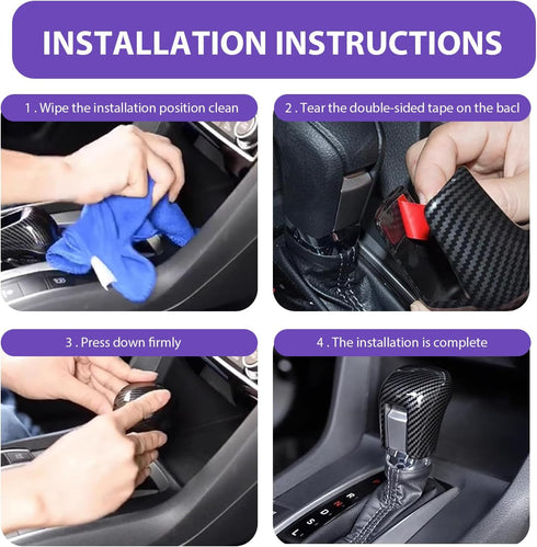 1 PC Car Central Control Gear Shift Head, Carbon Fiber Texture Decorated Transmission Shift Knob Cover, Patch Glossy Texture Tnterior Accessories,...