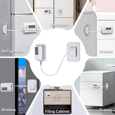 Fridge Lock, Upgraded Refrigerator Lock Combination, Freezer Lock for Upright Freezer, Cabinet Lock with Code for Child Safety, Refrigerator Lock ...