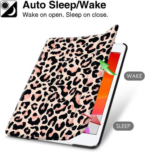 Hi Space for iPad 9th 8th 7th Generation Case for iPad 10.2 Case with Pencil Holder 2021 2020 2019, Leopard Print Cheetah Protective Shockproof Co...