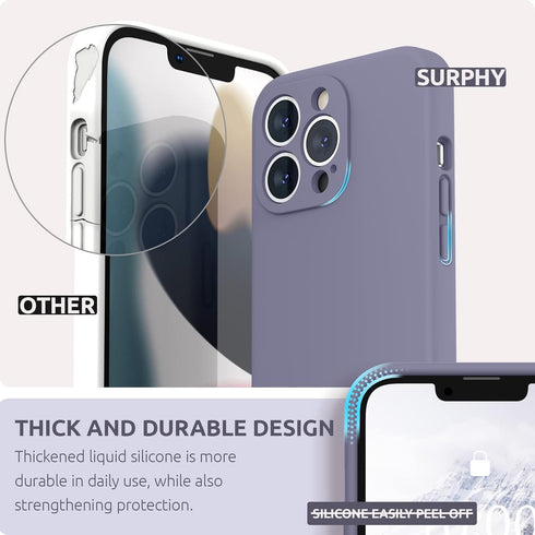 SURPHY Compatible with iPhone 13 Pro Case with Screen Protector, (Camera Protection & Soft Microfiber Lining) Liquid Silicone Phone Case 6.1 inch ...