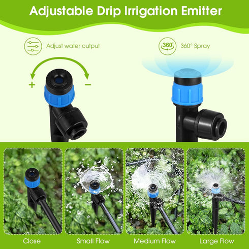 60Pcs Drip Irrigation Emitters Fan Shape with Stake for 1/4 inch Irrigation Tube Hose, 360 Degree Water Flow Drippers for House Garden Watering Sy...
