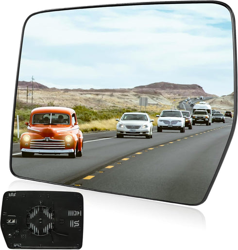 Driver Side Heated Mirror Glass Compatible with 2004-2014 Ford F150 Exterior Side View Convex Mirror, Replace# 4L3Z-17K707-DB (Left)...