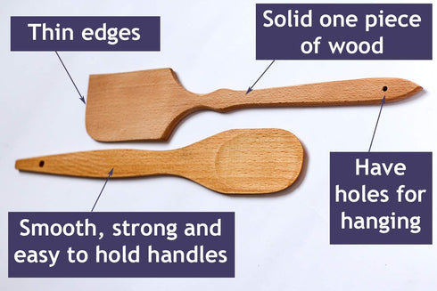 Nonstick Wooden Spoons For Cooking – 5 European Premium Spoons Set - 100% Healthy and Natural Wooden Spatula – Long Handled, Strong, Durable, Soli...