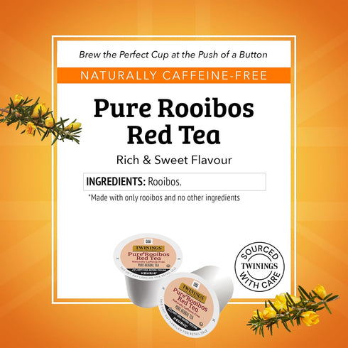 Twinings Pure Rooibos Red Tea K-Cup Pods for Keurig, 24 Count (Pack of 1), Natural, Slightly Sweet Taste, Naturally Caffeine-Free, Enjoy Hot or Ic...