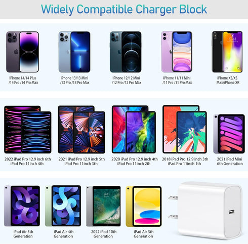 USB C Charger Block, TypeC Charging Blocks 5Pack, 20W PD Quick Fast Charger Box Brick Compatible with iPhone 15/14 Pro Max/14 Plus/13 Pro/12 Pro/A...