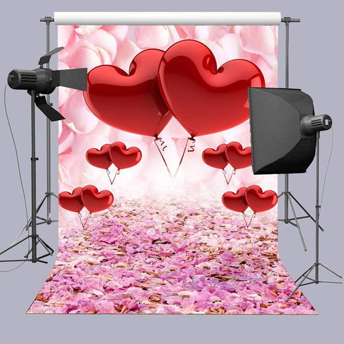 Valentine's Day Love Heart Photography Backdrops 5x7ft Pink Rose Flowers Wedding Photo Background for Pictures Newborn Bridal Shower Birthday Part...