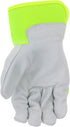 CAT® CAT013103L Pigskin Palm Gloves – Neon green, Large, Gunn-Cut, High-Vis Leather Gloves with Rubberized Safety Cuffs...