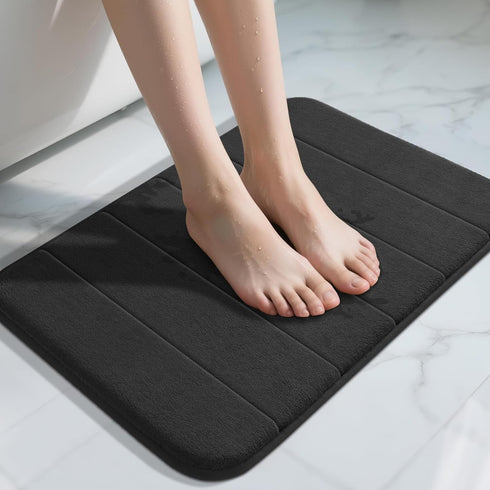 Yimobra Memory Foam Bath Mat, Super Soft Absorbent Bathroom Rug Non Slip 24x17 Inch, Quick Dry, Machine Washable Floor Carpet for Tub Shower, Home...