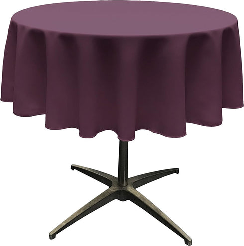LA Linen Polyester Poplin Washable Round Tablecloth, Stain and Wrinkle Resistant Table Cover 51", Fabric Table Cloth for Dinning, Kitchen, Party, ...