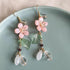 Pink Flower Dangle Earrings for Women Cute Cherry Blossoms Earrings Pearl Leaf Sakura Floral Drop Earrings Fairy Earrings Floral Tassel Earrings S...
