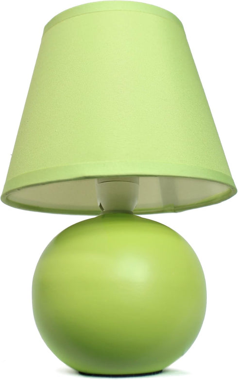 Simple Designs LT2008-GRN Mini Ceramic Globe Matching Fabric Shade Table Lamp, Green...