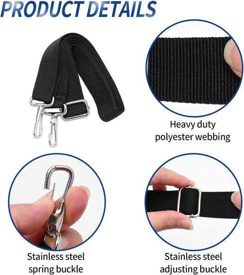 4 PCS Marine Grade Double Snap Hook Strap and Pad Eye Straps, Adjustable Heavy Duty Bimini Top Straps, 28"~60" Boat Awning Hardware Accessories, S...