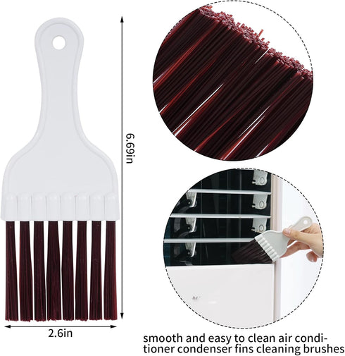 5 Pcs Air Conditioner Fin Cleaner Set 3 Fin Combs Condensers Fin Straighteners and 2 Condenser Brushes Condenser Repair Clean Set...