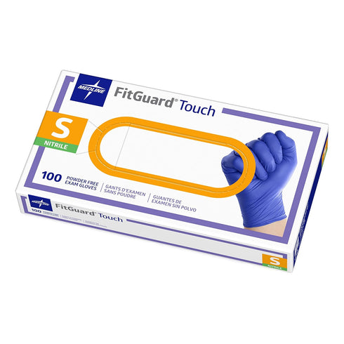 Medline FitGuard Touch Nitrile Exam Gloves, 100 Count, Small, Powder Free, Disposable, Not Made with Natural Rubber Latex, Excellent Sense of Touc...
