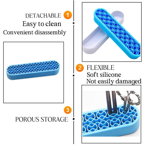 TANG SONG 2 PCS Silicone Make up Brush Holder Cosmetic Storage Box Desktop Organizers (Blue)...