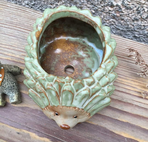 Cute Hedgehog shaped Vase Pot Home Decoration for small Succulent Plants Cartoon Flower Pot Hedgehog Succulent planter with drainage hole succulen...