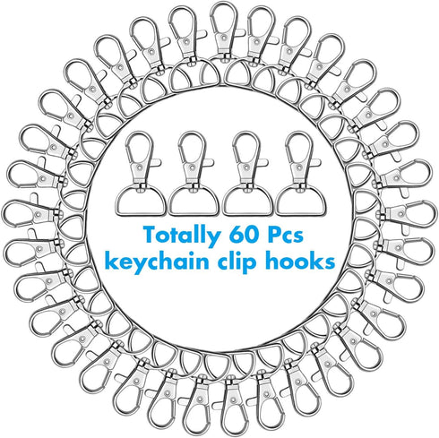 Key Chain Clip Hook, Anezus D Ring Clip Keychain Lanyard Swivel Snap Hooks Clip on Key Ring for Crafts and Purse Hardware (3/4 inch)...