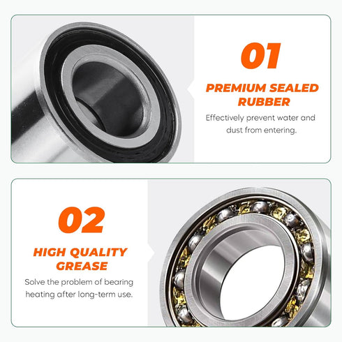 Front Rear Wheel Bearing for Kawasaki Mule 600/610/ 2510/3000/ 3010/3020/ 4000/4010 2005-2022, Teryx 750 2008-2013, Brute Force 650i/ 750i 92045-0...