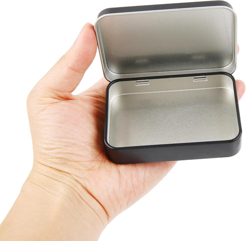Vagocom 2Pcs Mini Containers with Lids, 3.4x2.3x0.7inch / 8.7x6x1.8cm Empty Metal Hinged Box for Storing Jewelry, Crafts, Sewing Supplies and Othe...