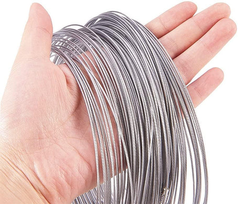 NBEADS 100 Strands Stainless Steel Wire Necklace Cord DIY Jewelry Making, with Brass Screw Clasp, Darkgray, 17.5" x1mm...
